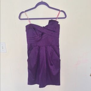 Strapless purple dress with pockets!